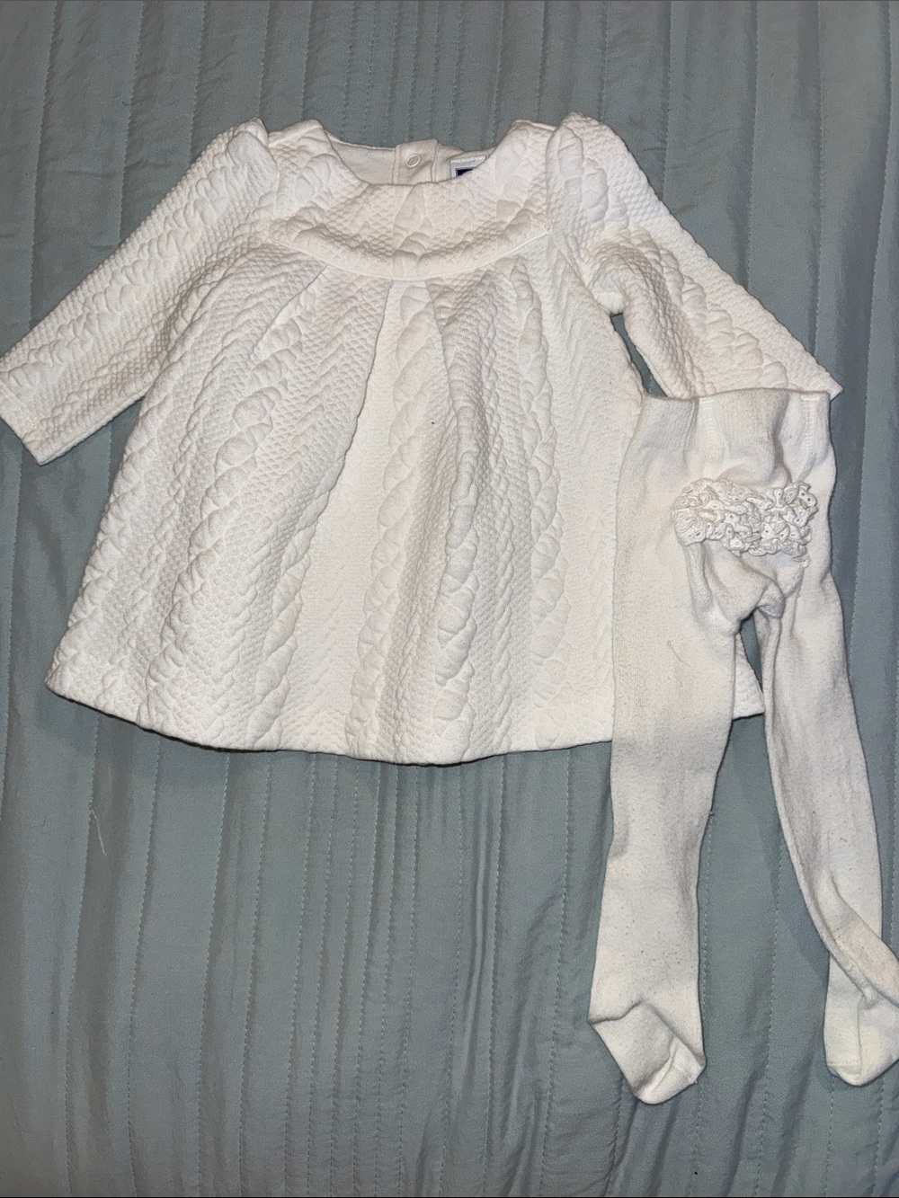 White Winter Dress with Matching Tights - Janie & Jack